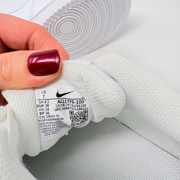 Nike Ebernon Low Sneaker Shoe Triple White Size 7 - Picture 9 of 9